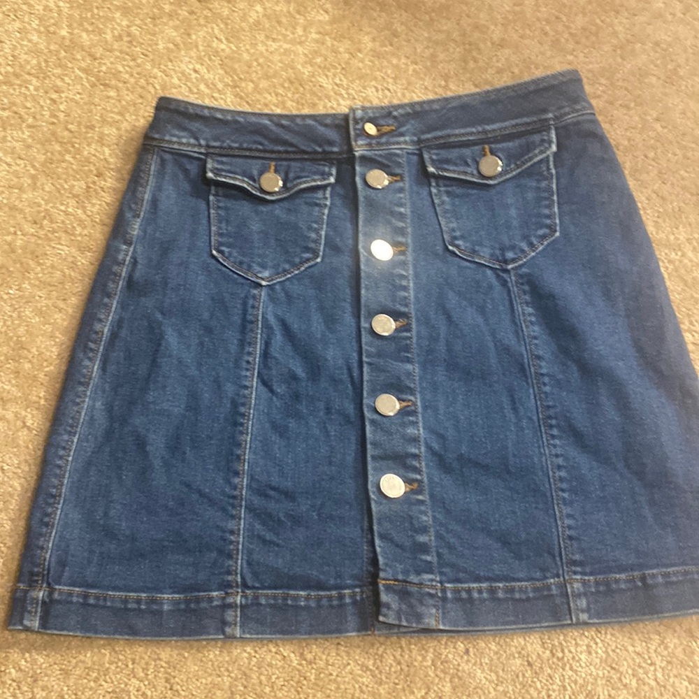 Button up denim skirt